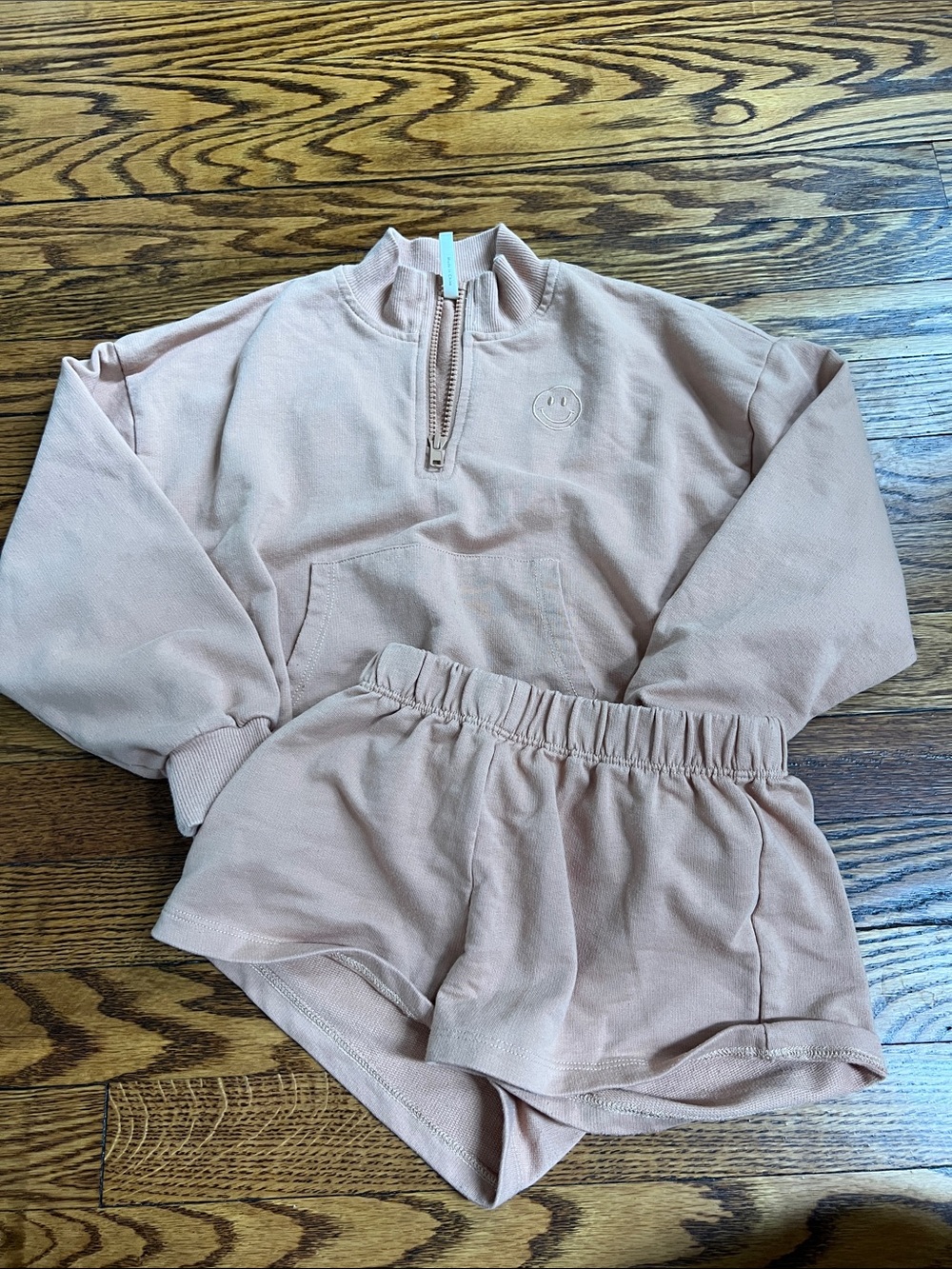 Rylee and Cru Kids Cozy Half-Zip Sweatshirt & Elastic Waist Shorts Set